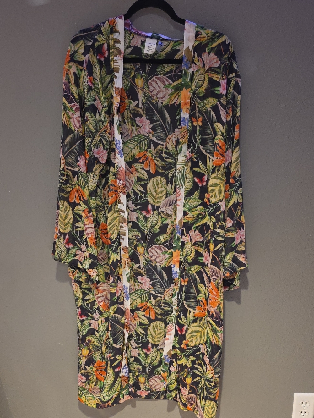sofia by sofia vergara Tropical Floral Swim Coverup in Black, Green, Orange